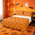 thumbnail image 1 of Homewish Simple Halloween Spider Bed Sheets,Tiny Bug Print Full Size Sheets,Orange Black,4 Pieces,1 Flat Sheet,1 Fitted Sheet and 2 Pillowcases, 1 of 6