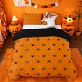 thumbnail image 1 of Homewish Simple Halloween Spider Bedding,Tiny Bug Print Duvet Cover Full,Orange Black,Black Reversible,3 Pieces,1 Duvet Cover and 2 Pillowcases, 1 of 6