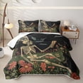 thumbnail image 1 of Homewish Skeleton Bats Cat Quilt King,Vintage Floral Plants King Coverlet Set,Halloween Duvet,3 Pieces, 1 of 7