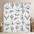 thumbnail image 1 of Homewish Sketch Cowboy Hot Boots Kitchen Curtains,Desert Cactus Black Out Curtains Pack of 2 (42x63 Each),White, 1 of 6