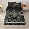 thumbnail image 1 of Homewish Skull Months Dragonflies Zipper Twin Comforter Sets with Fitted Sheet and 2 Pillowcases,Grunge Damask Zipper Bedding Set,Halloween Bed Set,Black Reversible,4pcs, 1 of 8