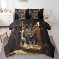 thumbnail image 1 of Homewish Skull Skeleton 7-Piece King Bedding,Halloween Themed King Bed in a Bag,Brown,Black Reversible, 1 of 8
