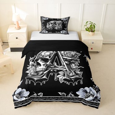 Skeleton Rows Homewish Vintage Hipple Skull Twin Duvet Cover,Happy Halloween Twin ...