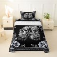 thumbnail image 1 of Homewish Skull Skeleton Letter A Twin Sheets,Halloween Gothic Floral Bedding,3 Pieces,1 Fitted Sheet and 1 Pillowcase, 1 of 6