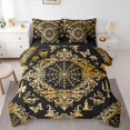 thumbnail image 1 of Homewish Skull Spider Web 7 Pieces Full Size Bedding Sets,Baroque Damask Full Size Bed in a Bag,Black Golden,Halloween Bed Set,Black Reversible, 1 of 8