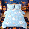 thumbnail image 1 of Homewish Sky Halloween Ghost 7-Piece King Bedding,Cute Pink Heart Candy Print King Bed in a Bag,Baby Blue,Halloween Reversible, 1 of 8