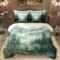 thumbnail image 1 of Homewish Smoky Jungle 7-Piece Bedding Comforter Set For Boys Girls,Botanical Plants King Bedding Sets,Green Woodland Ultra Soft Bed Sheets,Luxury Bedroom Decor,Reversible, 1 of 8