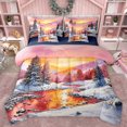 thumbnail image 1 of Homewish Snow Mountain 7-Piece Bedding Comforter Set,Rustic Farmhouse Cabin King Bedding Sets,Orange Sunset Bed Sheets For Girls,Ultra Soft Home Decor Reversible, 1 of 8