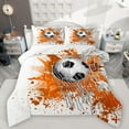 thumbnail image 1 of Homewish Soccer Football Print 3-Piece Full Size Comforter Sets For Teens,Orange Watercolor Splash Bedding Comforter Set,Sport Ball Game Lightweight Bedding Sets,Luxury Bedroom Decor,Reversible, 1 of 8