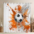 thumbnail image 1 of Homewish Soccer Football Print Blackout Curtains Set of 2 (52x84 Each) For Teens,Orange Watercolor Splash Window Curtains,Sport Ball Game Curtains and Drapes,Luxury Bedroom Decor, 1 of 6