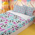 thumbnail image 1 of Homewish Soccer Print Cartoon Bow Zipper Twin Comforter Sets with Fitted Sheet and 2 Pillowcases for Boys Girls,Pink Teal Lightning Zipper Bedding Set,4-Piece, 1 of 6