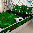 thumbnail image 1 of Homewish Soccer Stars Print Zipper Full Size Comforter Sets with Fitted Sheet and 2 Pillowcases for Teens Girls,Sport Gaming Zipper Bedding Set,4pcs,Black Reversible, 1 of 6