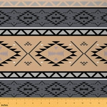 Homewish Southwestern Aztec Geometric Fabric by the Yard 1 Yard,Rustic Western Home Decor Fabric by the Yard,Brown Gray Sewing Fabric For Adult,Ultra Soft Home Decor