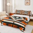 thumbnail image 1 of Homewish Southwestern Aztec Geometric Twin Sheet Sets,Rustic Boho Rhombus Twin Fitted Sheet,Orange Black Flat Sheet For Adult,Ultra Soft Home Decor,3pcs, 1 of 7