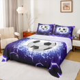 thumbnail image 1 of Homewish Soxxer Sport Game Twin Sheet Sets,Football Lovers Twin Fitted Sheet,Purple White Flat Sheet For Boys Kids,Super Cozy Room Decor,3-Piece, 1 of 7