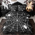 thumbnail image 1 of Homewish Spiderweb Graffiti King Bedding for Kids, Star Spider Halloween Silhouette King Bed in a Bag, Black Reversible, 7 Pieces, 1 of 7