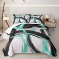 thumbnail image 1 of Homewish Spiral Lines Quilt King,Modern Aesthetic King Coverlet Set,Green Black,3 Pieces, 1 of 7