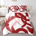 thumbnail image 1 of Homewish Spiral Swirl 7-Piece Twin Bedding,Contemporary Art Bedding Comforter Set,Red White,Reversible, 1 of 8