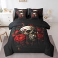 thumbnail image 1 of Homewish Spooky Grunge Skull 7-Piece King Bedding,Goth Red Rose King Bed in a Bag,Halloween Bed Set,Black Reversible, 1 of 8