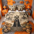 thumbnail image 1 of Homewish Spooky Halloween Skeleton 7pcs Queen Bedding,Pumpkin Lantern Castle Pattern Bedding Comforter Set Queen,Halloween Reversible, 1 of 8