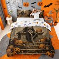 thumbnail image 1 of Homewish Spooky Halloween Skeleton Duvet Cover Queen,Autumn Pumpkin Pattern Queen Bedding,Gray Black Orange,Halloween Reversible,3pcs,1 Duvet Cover and 2 Pillowcases, 1 of 6