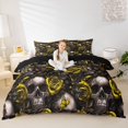 thumbnail image 1 of Homewish Spooky Halloween Skull Bedding,Rustic Plant Flower Duvet Cover Full,Black Reversible,3pcs,1 Duvet Cover and 2 Pillowcases, 1 of 6