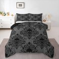 thumbnail image 1 of Homewish Spooky Halloween Skull Queen Comforter Set,Gray Black Damask Comforter Sets Queen,Black Reversible,3-Piece,1 Comforter and 2 Pillowcases, 1 of 7