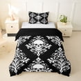 thumbnail image 1 of Homewish Spooky Halloween Skull Twin Duvet Cover,Retro Damask Twin Bedding,Black White,Black Reversible,2pcs,1 Duvet Cover and 1 Pillowcase, 1 of 6