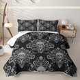 thumbnail image 1 of Homewish Spooky Halloween Skull Twin Quilt Set,Barque Damask Twin Coverlet Set,Black Gray,2-Piece, 1 of 7