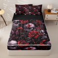 thumbnail image 1 of Homewish Spooky Halloween Skull Zipper Queen Comforter Set with Fitted Sheet and 2 Pillowcases,Red Rose Floral Zipper Bedding Set,Black Reversible,4pcs, 1 of 8