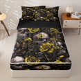 thumbnail image 1 of Homewish Spooky Halloween Skull Zipper Twin Comforter Sets with Fitted Sheet and 2 Pillowcases,Rustic Plant Flower Zipper Bedding Set,Black Reversible,4pcs, 1 of 8