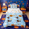thumbnail image 1 of Homewish Spooky Halloween Twin Duvet Cover,Witch Hat Skull Pumpkin Candy Spider Pattern Twin Bedding,Baby Blue,Halloween Reversible,2-Piece,1 Duvet Cover and 1 Pillowcase, 1 of 6