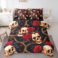 thumbnail image 1 of Homewish Spooky Horror Skull 7-Piece King Bedding,Vintage Red Rose King Bed in a Bag,Halloween Bed Set,Black Reversible, 1 of 8