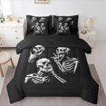 thumbnail image 1 of Homewish Spooky Horror Skull 7pcs Queen Bedding,Skeleton Halloween Bedding Comforter Set Queen,Black White,Black Reversible, 1 of 8