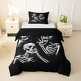 thumbnail image 1 of Homewish Spooky Horror Skull Twin Duvet Cover,Skeleton Halloween Twin Bedding,Black White,Black Reversible,2-Piece,1 Duvet Cover and 1 Pillowcase, 1 of 6