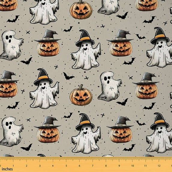 Homewish Spooky Shost Fabric by the Yard 1 Yard for Boys, Cartoon Horror Bat Room Decor Fabric by the Yard, Horror Halloween Style Sewing Fabric, Luxury Bedroom Decor