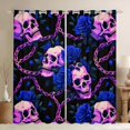 thumbnail image 1 of Homewish Spooky Skull Blackout Curtains Set of 2 (52x84 Each) For Adults Teens,Blue Flowers Curtain,Halloween Living Room Curtains, 1 of 6