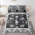 thumbnail image 1 of Homewish Spooky Skull Skeleton 7-Piece Twin Bedding,Hipple Damask Floral Bedding Comforter Set,Halloween Bed Set,Black Reversible, 1 of 8