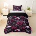 thumbnail image 1 of Homewish Spooky Skull Twin Duvet Cover,Skeleton Halloween Twin Bedding,Pink Rose Comforter Cover,Black Reversible,2pcs,1 Duvet Cover and 1 Pillowcase, 1 of 6