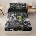 thumbnail image 1 of Homewish Spooky Skull Zipper Twin Comforter Sets with Fitted Sheet and 2 Pillowcases For Adults Teens,Flower Halloween Zipper Bedding Set,Green,Black Reversible,4pcs, 1 of 8