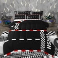 thumbnail image 1 of Homewish Sport Car Track Queen Comforter Set,Speed Extreme Theme Bedding Sets,Black White Checkered Bedding Comforter Set For Boy,Breathable Home Decor Reversible,3 Pieces, 1 of 8