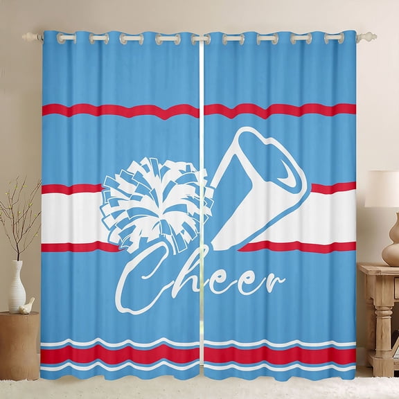 Homewish Sport Cheerleading Black Out Curtains For Kids Children Teens Girls,Geometric Stripes Curtains Pack of 2 (42x63 Each),Girly Dreamy Dance Bedroom Curtains,Luxury Bedroom Decor
