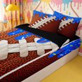 thumbnail image 1 of Homewish Sport Football Zipper Full Size Comforter Sets with Fitted Sheet and 2 Pillowcases,Teens Blue Rugby Ice Cream Drip Zipper Bedding Set,4pcs,Black Reversible, 1 of 6
