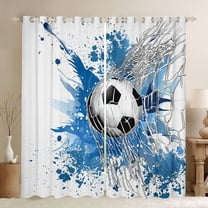 Homewish Sport Soccer Black Out Curtains For Children Teens Adults,Graffiti Splash Curtains Pack of 2 (42x63 Each),Gamer Football Bedroom Curtains,Ultra Soft Home Decor