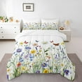 thumbnail image 1 of Homewish Spring Flower Queen Comforter Set,Colorful Cartoon Butterfly Bedding Sets,Green White Purple Bedding Comforter Set For Girl Kids,Breathable Home Decor Reversible,3-Piece, 1 of 8