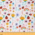 thumbnail image 1 of Homewish Spring Garden Flower Fabric by the Yard 1 Yard for Girl, Rainbow Sun Cloud Room Decor Fabric by the Yard, Cartoon Kawaii Ladybug Sewing Fabric, Breathable Home Decor, 1 of 6