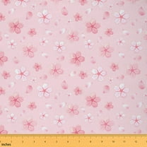 Homewish Spring Garden Flower Fabric by the Yard 1 Yard for Girl, Vintage Fashion Room Decor Fabric by the Yard, Pink Cherry Blossoms Sewing Fabric, Breathable Home Decor