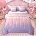 thumbnail image 1 of Homewish Starry Sky 7-Piece Twin Bedding Sets,Ink Painting Aesthetic Bedding Comforter Set,Pink Purple Ombre Sheet Sets For Girls Teens,Microfiber Bedroom Decor Reversible, 1 of 8