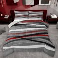 thumbnail image 1 of Homewish Stripe Line Pattern Bedding Comforter Set,Modern Abstract Geometric Twin Comforter Sets,Gray Red White Bedding Set For Girl Teens,Breathable Home Decor Reversible,2-Piece, 1 of 8
