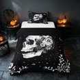 thumbnail image 1 of Homewish Sugar Skull Twin Duvet Cover, Celestial Stars Twin Bedding, Black White, Black Reversible 2 Pieces, 1 Duvet Cover and 1 Pillowcase, 1 of 7